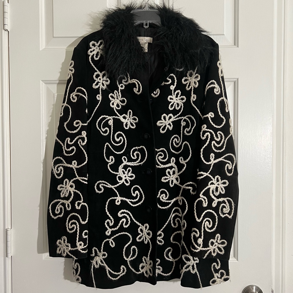 Whbm Suede Floral Coat Jacket